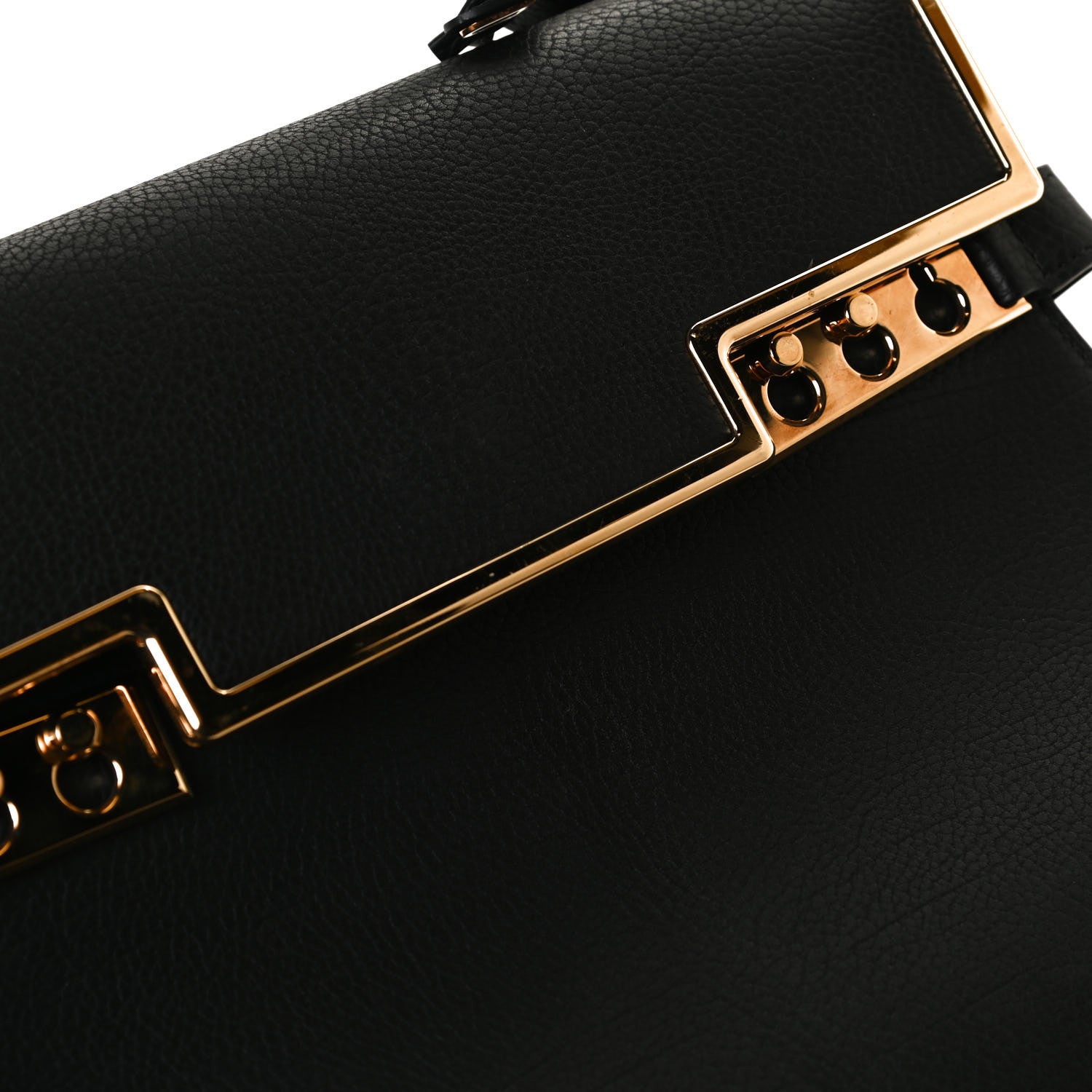 Delvaux Grained Calfskin MM Metal Frame Tempete Satchel Black 10 of 14