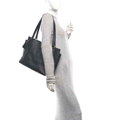 Prada Vitello Daino Side Pocket Tote Black 2 of 9