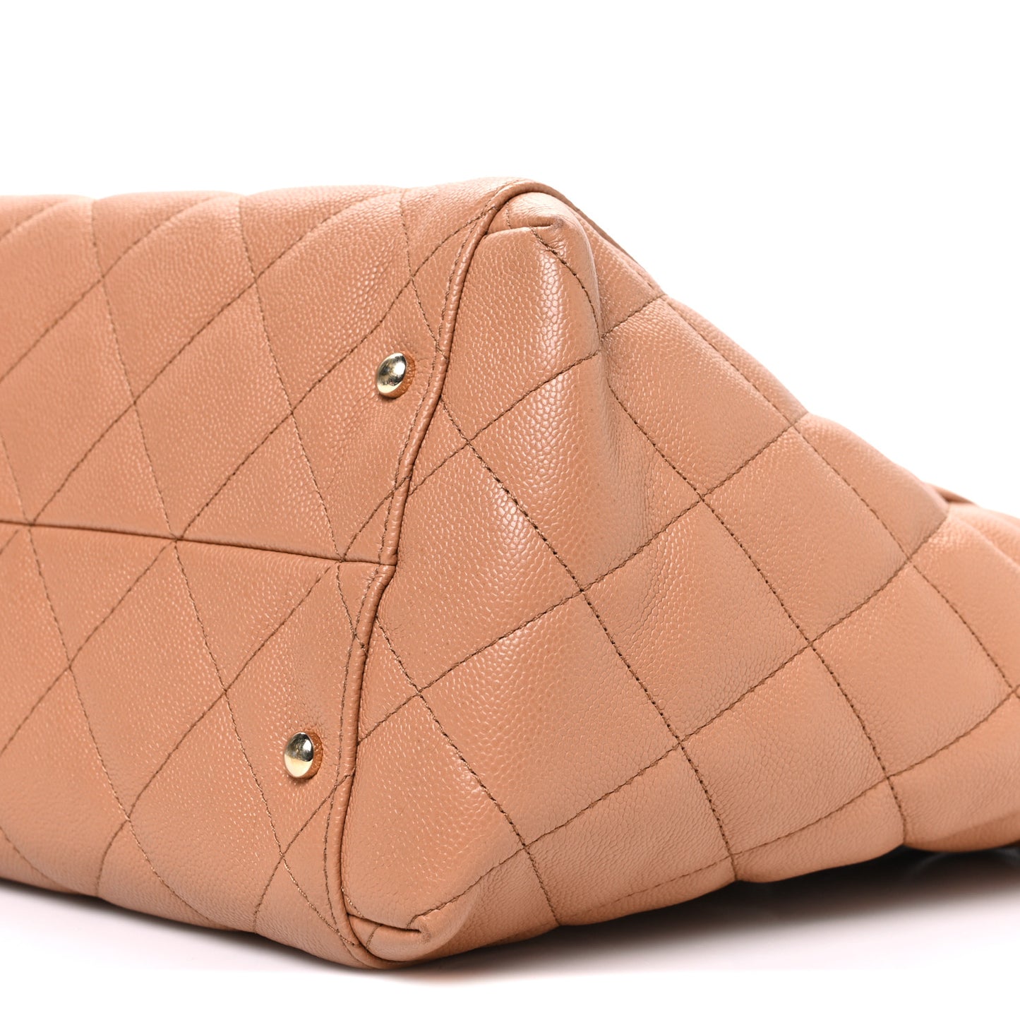 Caviar Quilted Large Shopping Tote Dark Beige