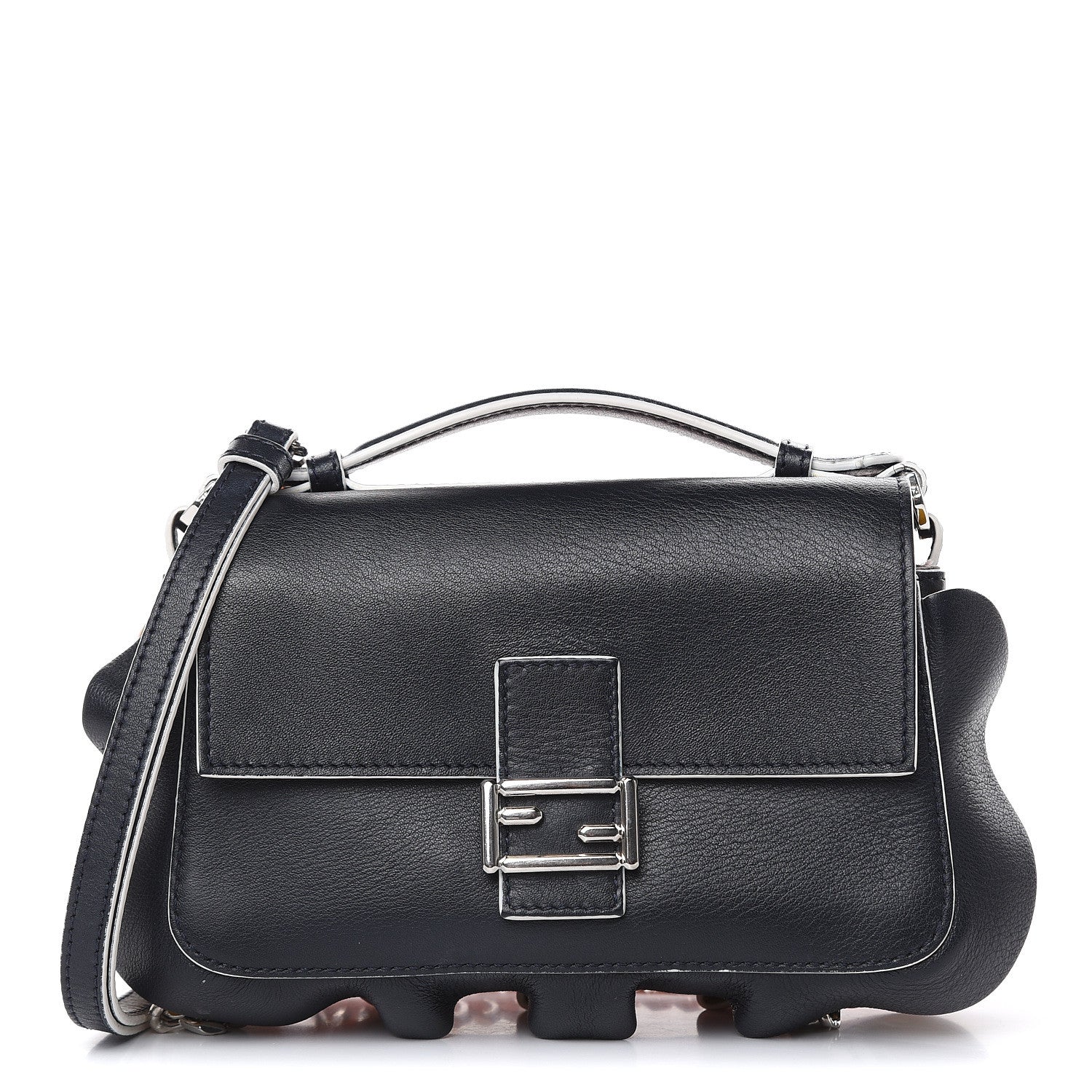 Fendi Vitello Dolce Waves Tri-Color Micro Double Baguette Blue Notte Chantilly 1 of 14