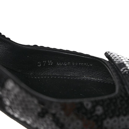Prada Paillettes Logo Pointed Toe Slingback 45mm Pumps 37.5 Black 8 of 9