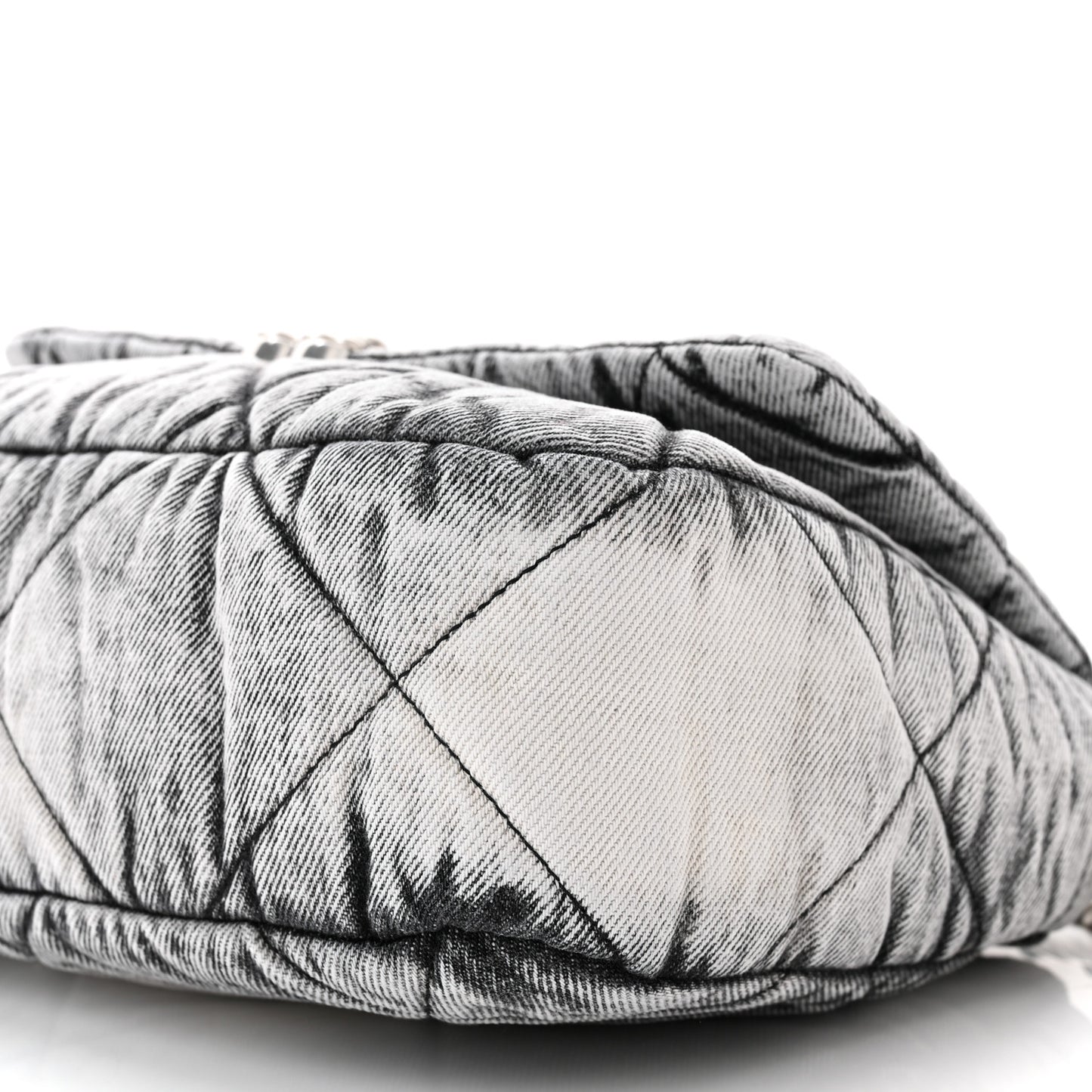 Washed Denim Quilted Medium Chanel 19 Flap Black White