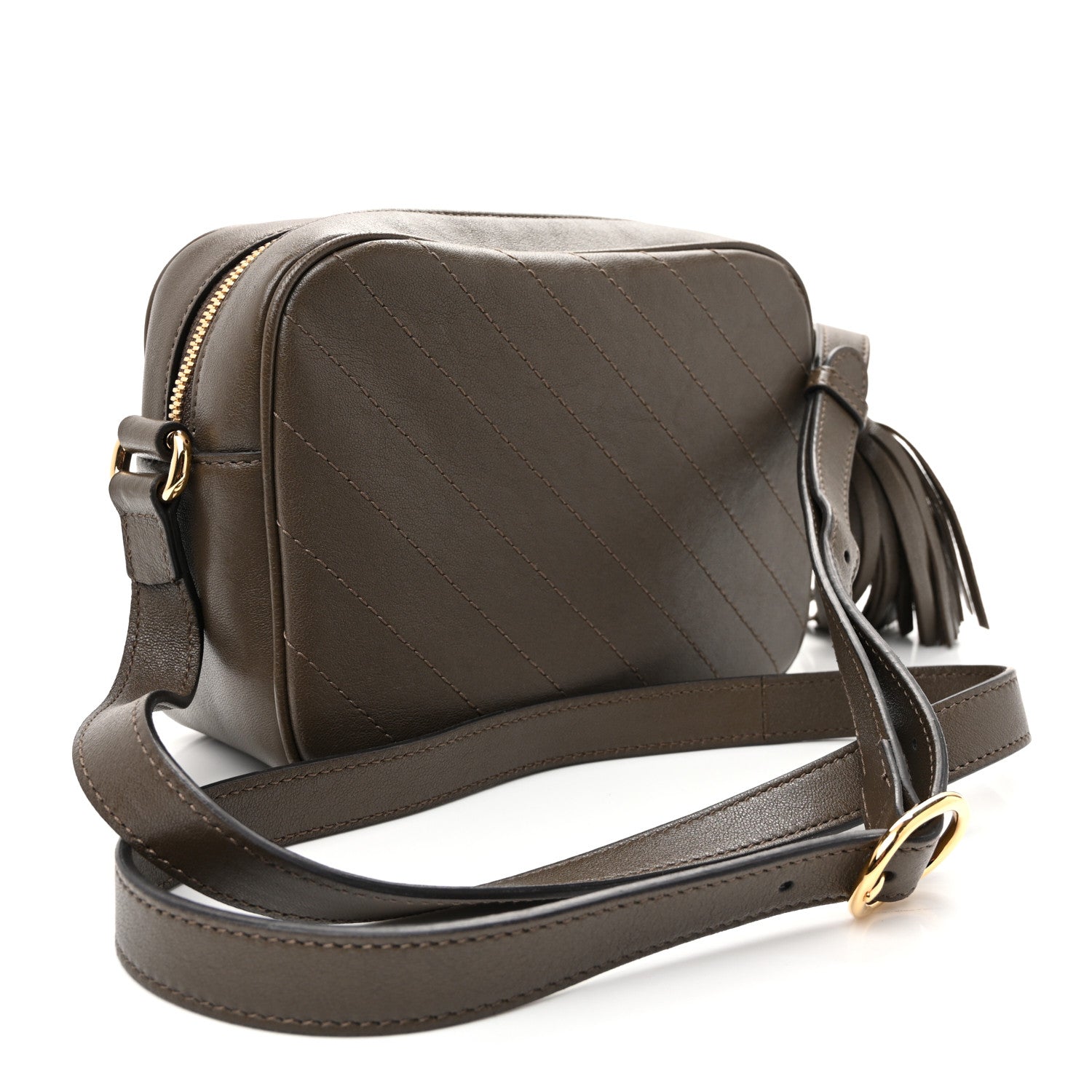 Gucci Sakai Be Green Calfskin Diagonal Stitched Small Blondie Shoulder Bag Craclet Brown 3 of 10