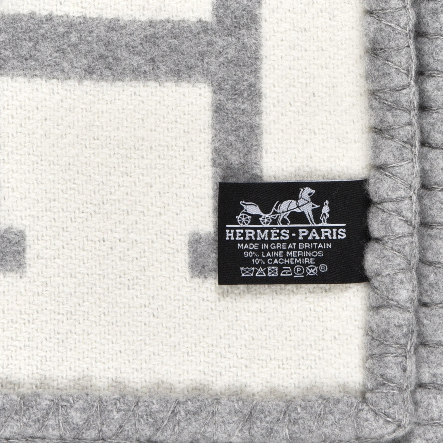 Hermes Wool Cashmere Avalon III Blanket Ecru Gris Clair 3 of 3
