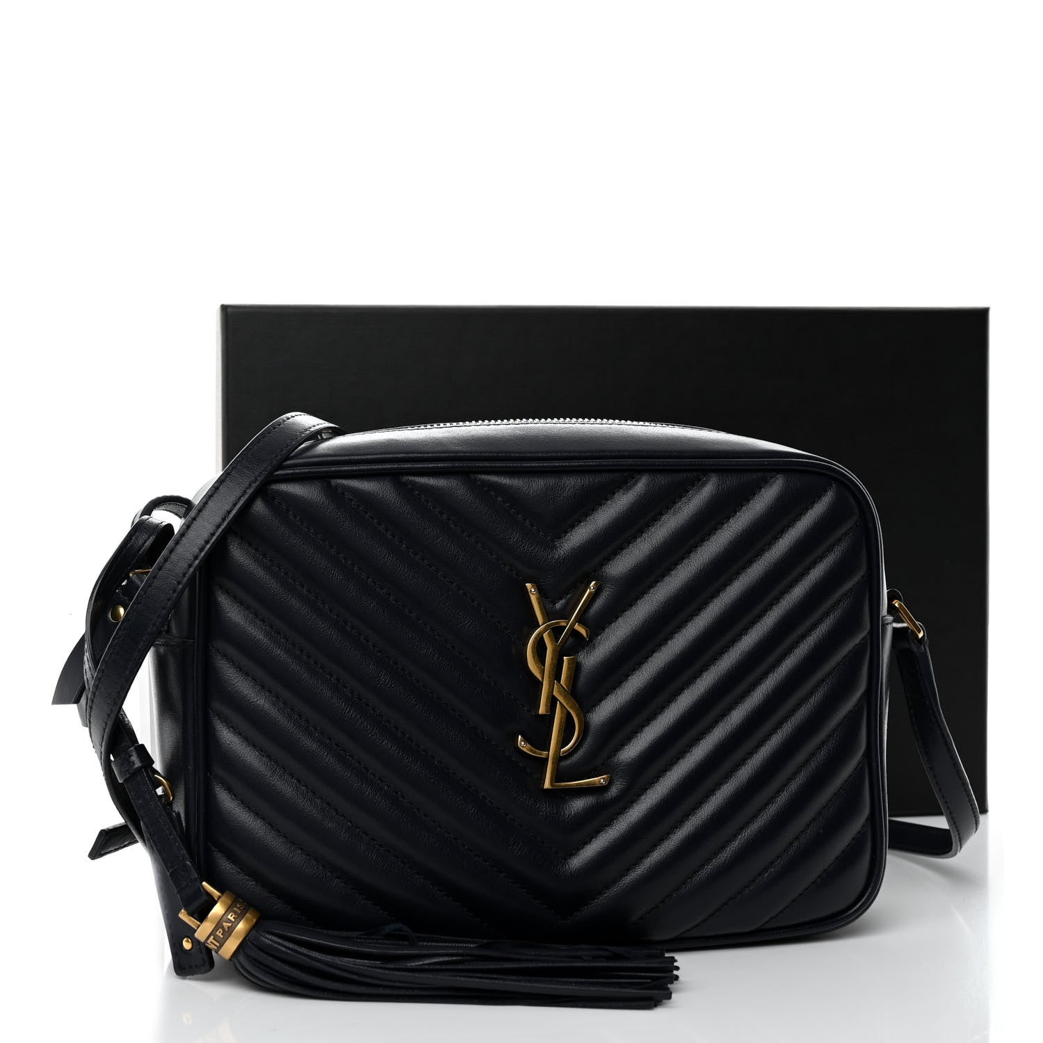Saint Laurent Calfskin Matelasse Monogram Lou Camera Bag Navy 3 of 12