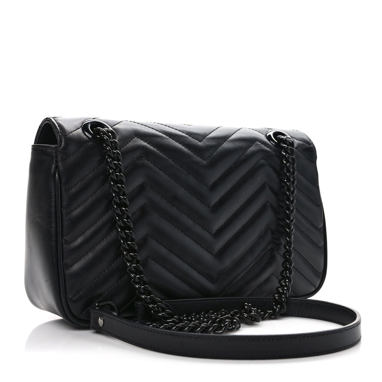 Calfskin Matelasse Monochrome Small GG Marmont Shoulder Bag Black