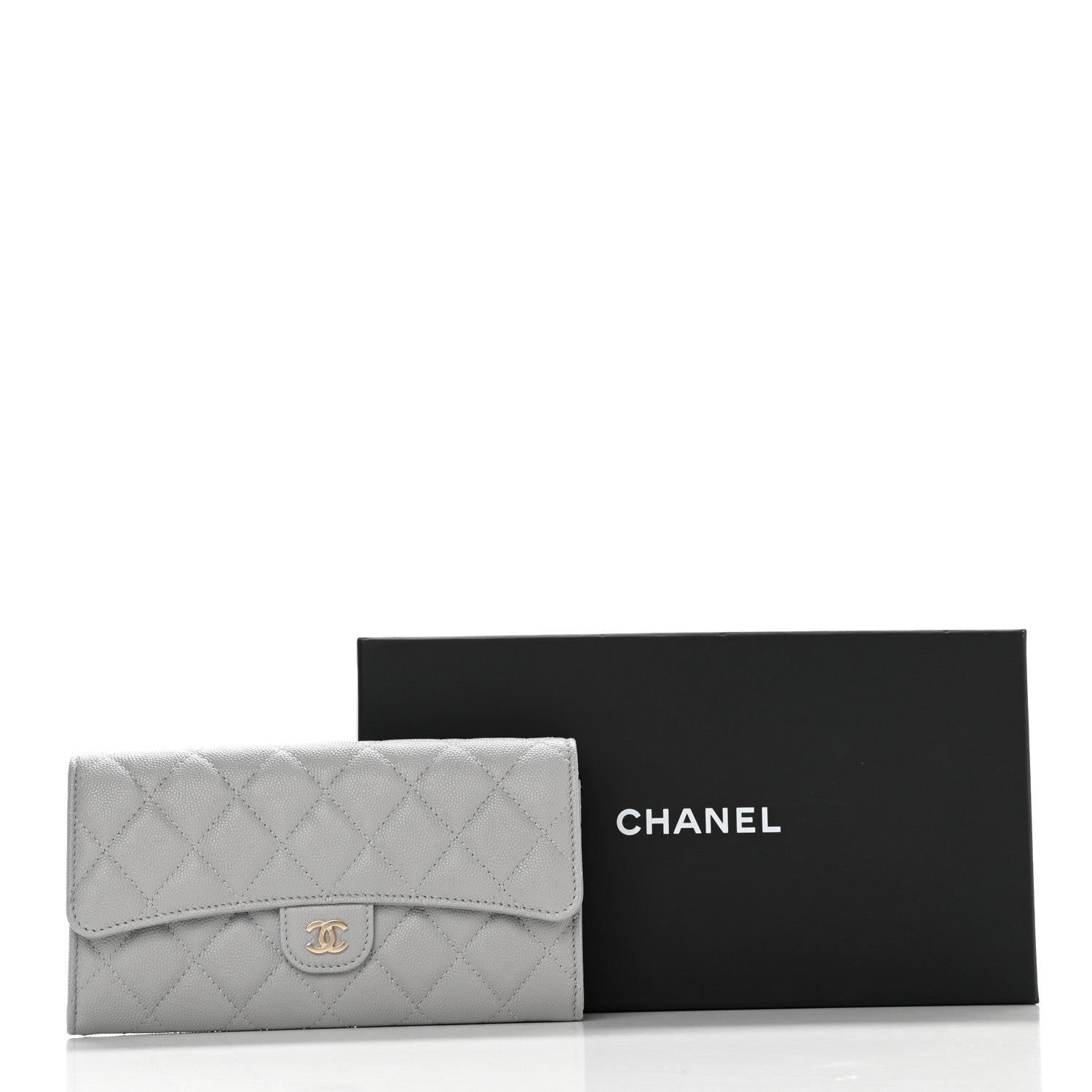 Chanel Caviar Quilted Large Flap Wallet Grey 8 of 8
