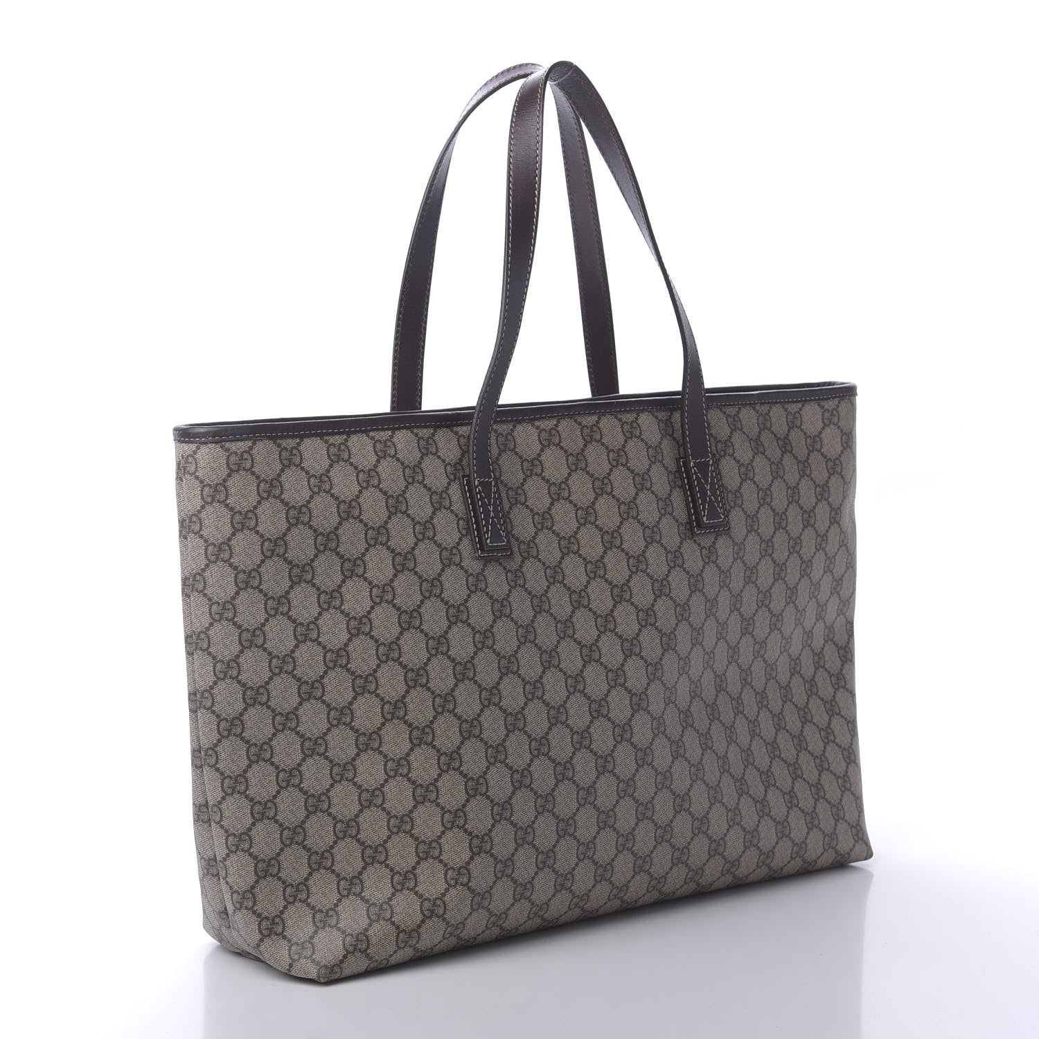 Gucci GG Supreme Monogram Large Zippered Shopping Tote Brown 3 of 11