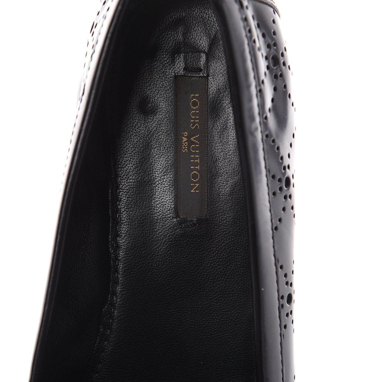 Glazed Calfskin Perforated Loafers 37 Black