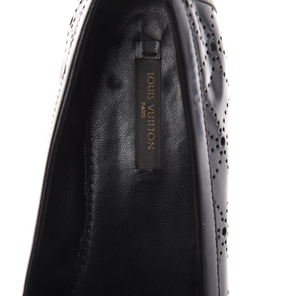 Louis Vuitton Glazed Calfskin Perforated Loafers 37 Black 6 of 7