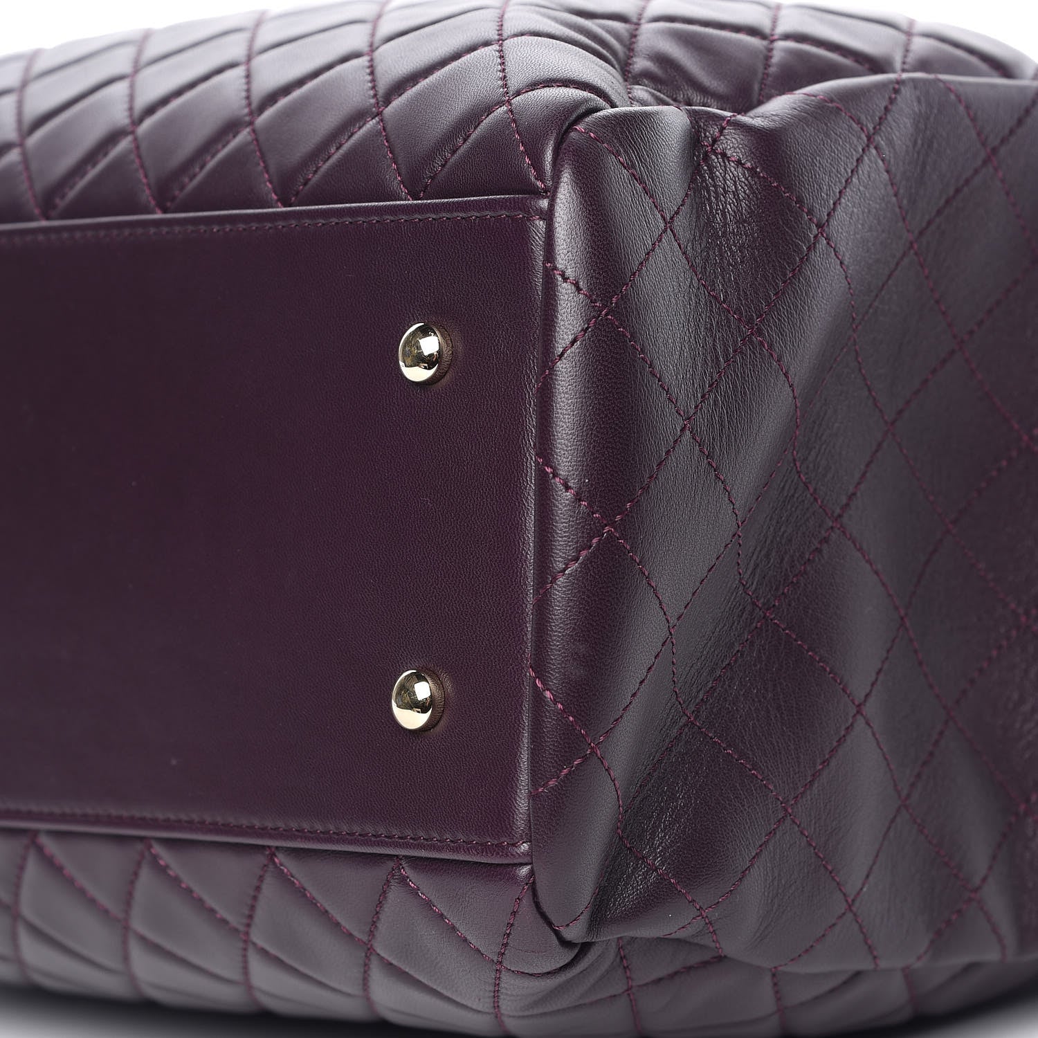 Chanel Lambskin Quilted Large Drawstring Shoulder Bag Dark Purple 9 of 10