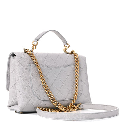 Chanel Grained Calfskin Small Stitched Flap Grey 3 of 12