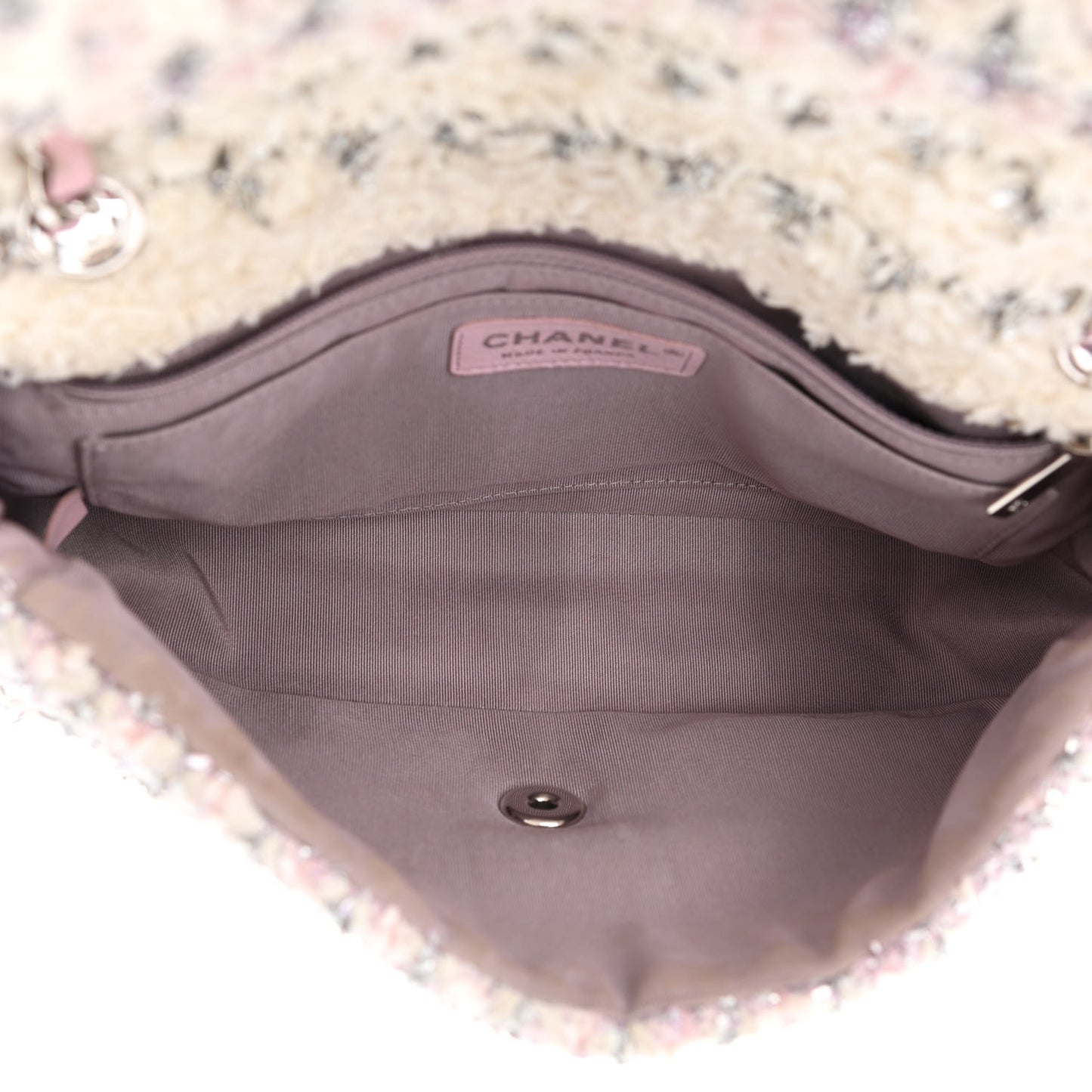 Tweed Medium Single Flap Pink