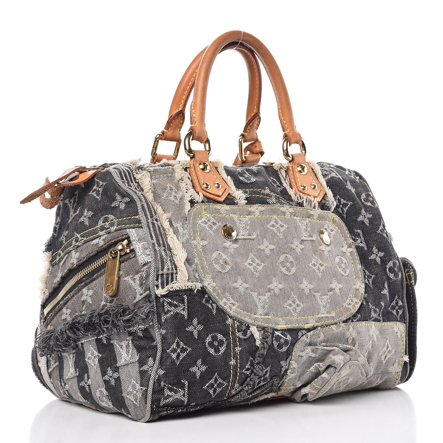 Louis Vuitton Denim Patchwork Speedy 30 Grey 3 of 11