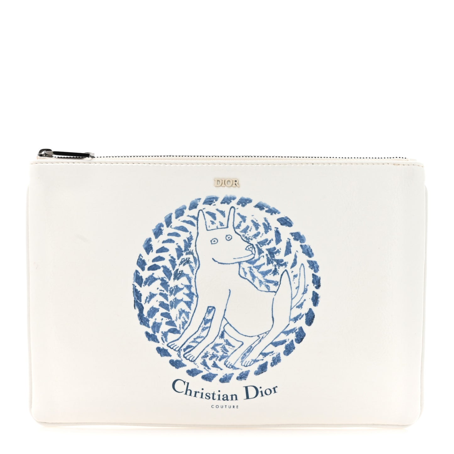 Vinyl Dog Cosmetic Pouch White Blue
