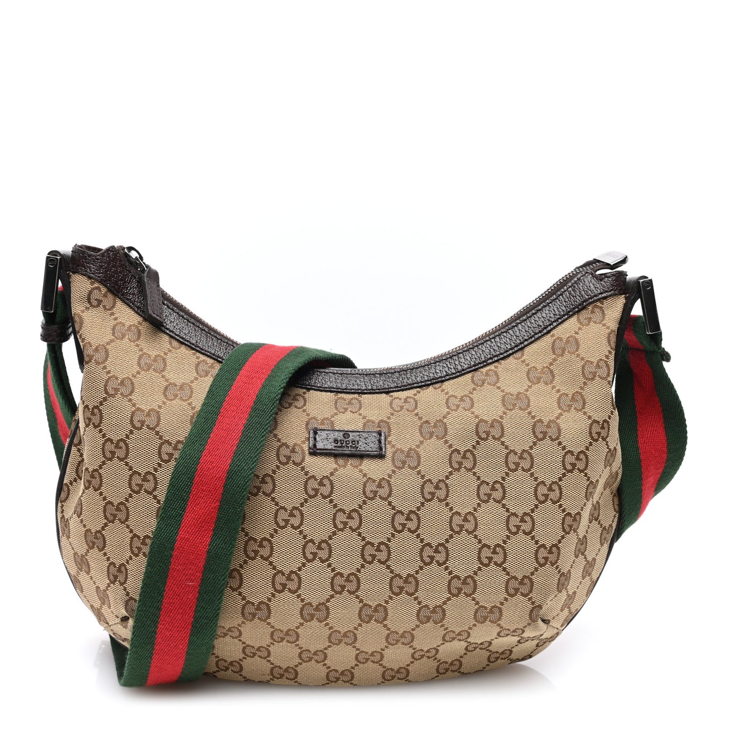 Monogram Web Medium Half Moon Hobo Dark Brown