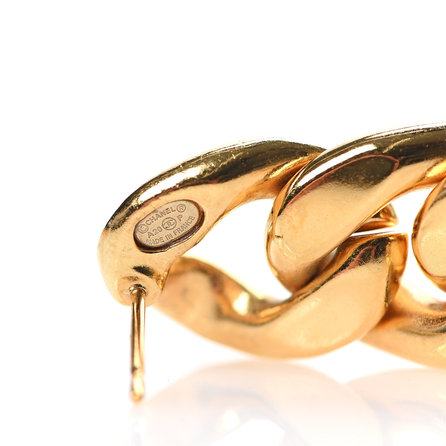 Chanel Metal CC Pick Drop Earrings Gold 4 of 5