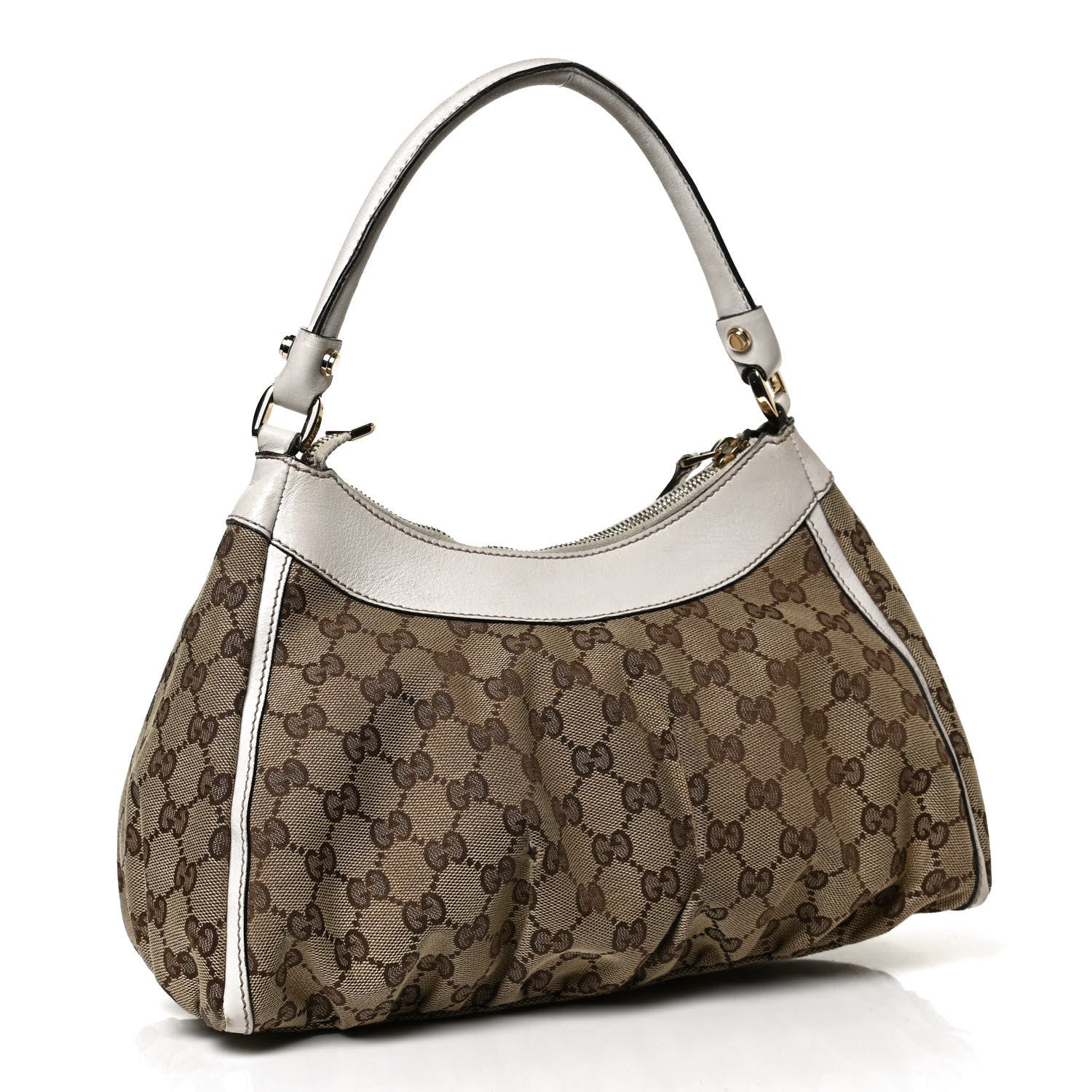 Gucci Monogram Medium D Gold Ring Hobo White 3 of 11