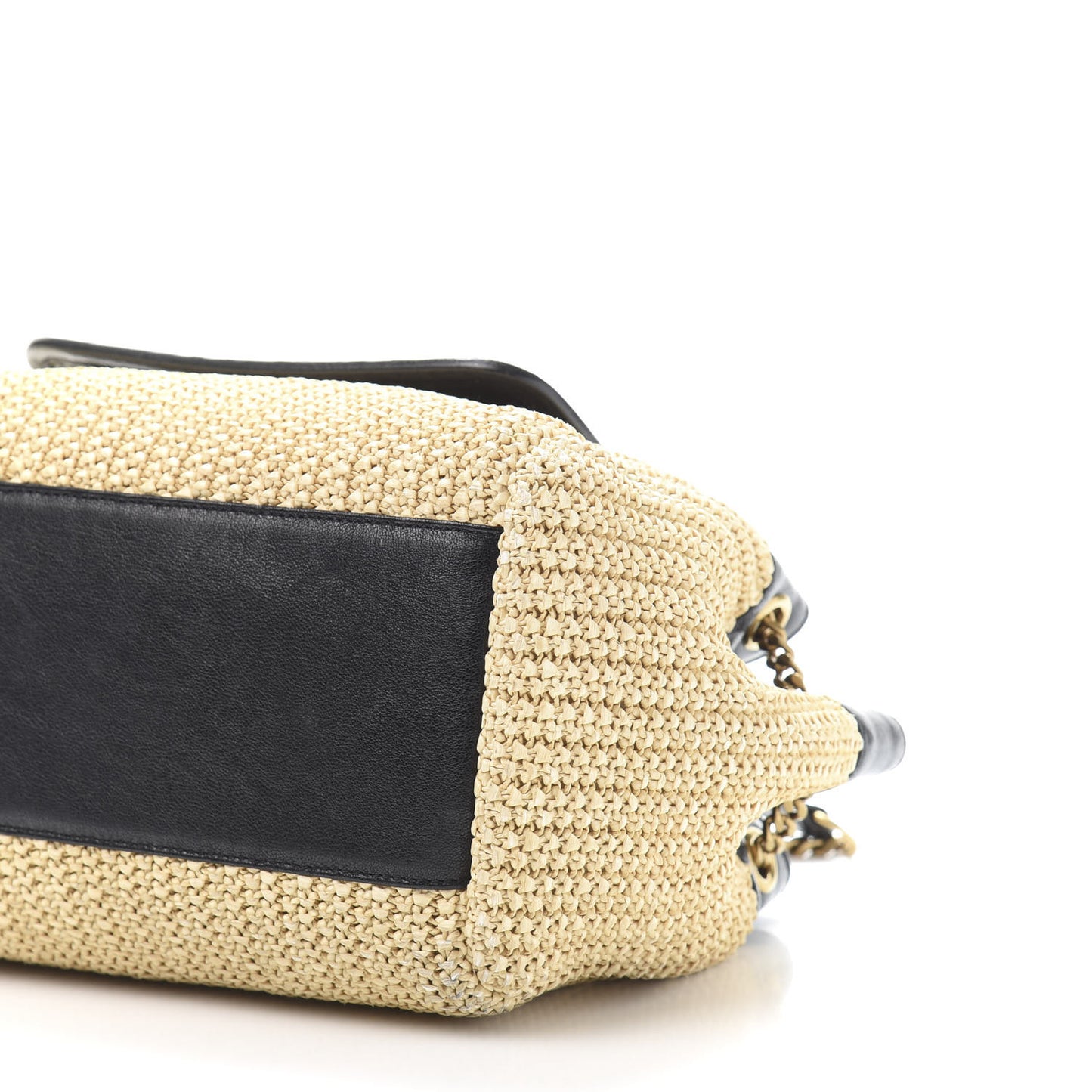 Raffia Calfskin Small Nolita Shoulder Bag Natural Black
