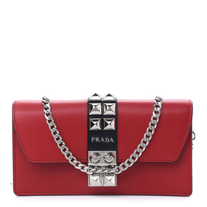 Prada City Calfskin Studded Mini Elektra Crossbody Bag Fuoco Black 1 of 8