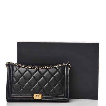 Chanel Lambskin Quilted Boy Wallet On Removable Chain WOC Black 18 of 19