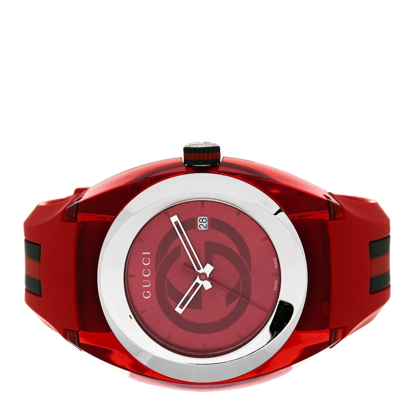 Stainless Steel Rubber 46mm Sync Web Quartz Watch Red