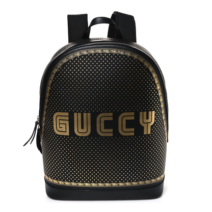 Gucci X SEGA Calfskin GUCCY Stars Dome Backpack Black Gold 1 of 10