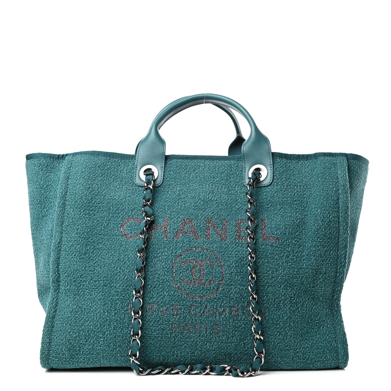 Chanel Lurex Boucle Medium Deauville Tote Turquoise 1 of 9