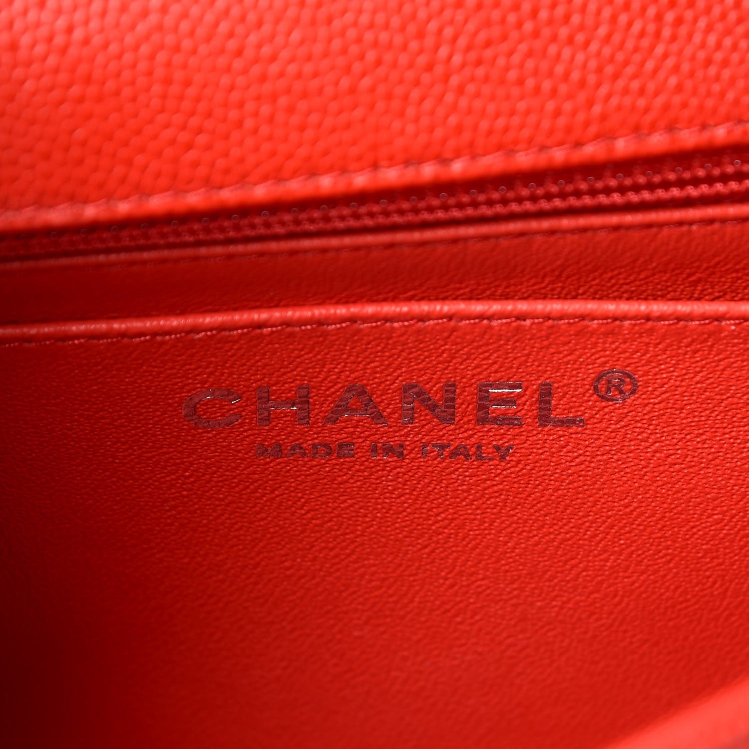 Chanel Caviar Chevron Quilted Mini Square Flap Red 6 of 7