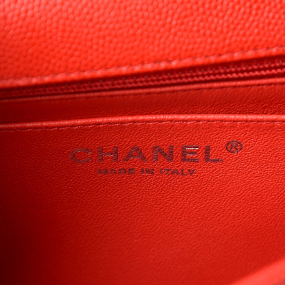 Chanel Caviar Chevron Quilted Mini Square Flap Red 6 of 7