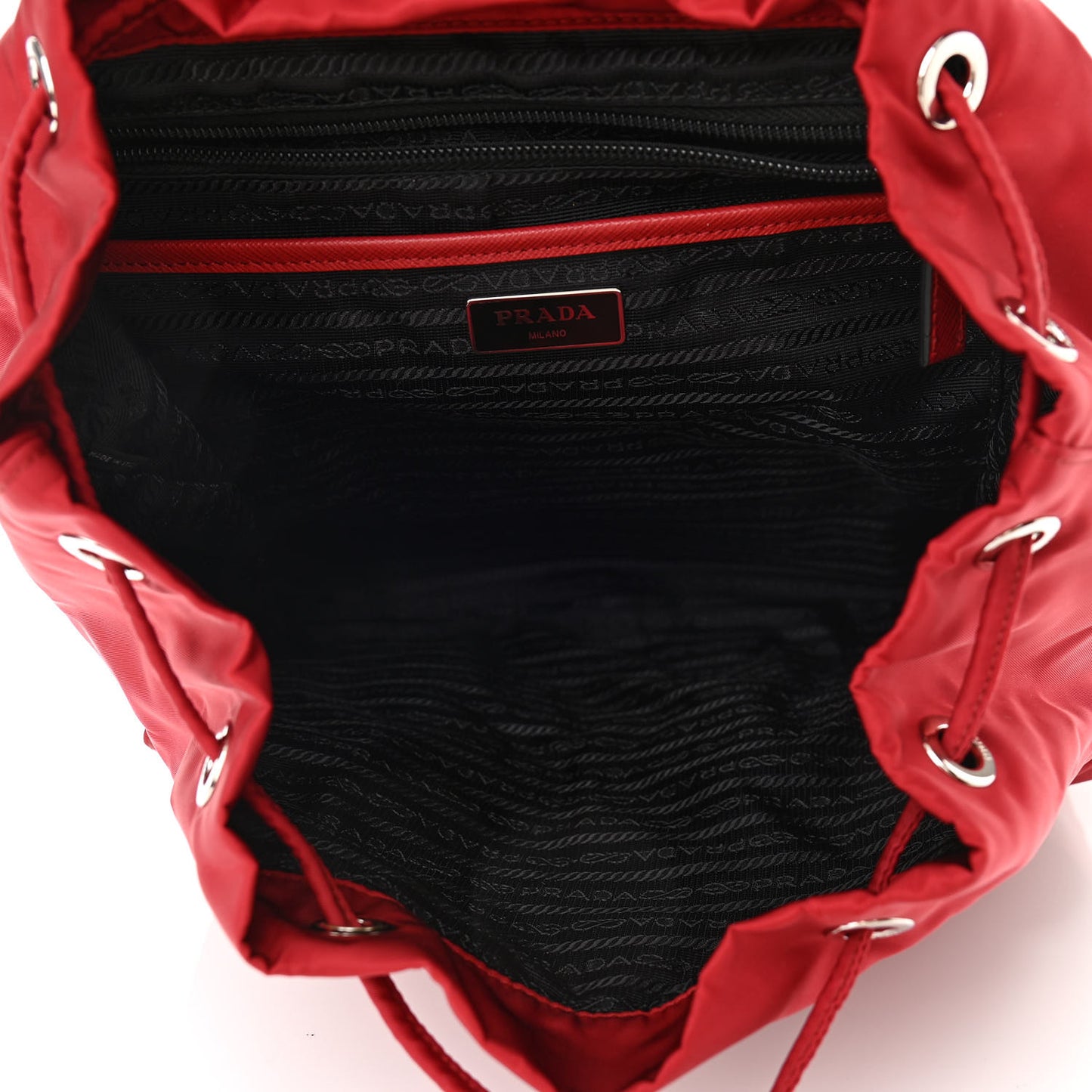 Tessuto Nylon Saffiano Vela Medium Backpack Fuoco