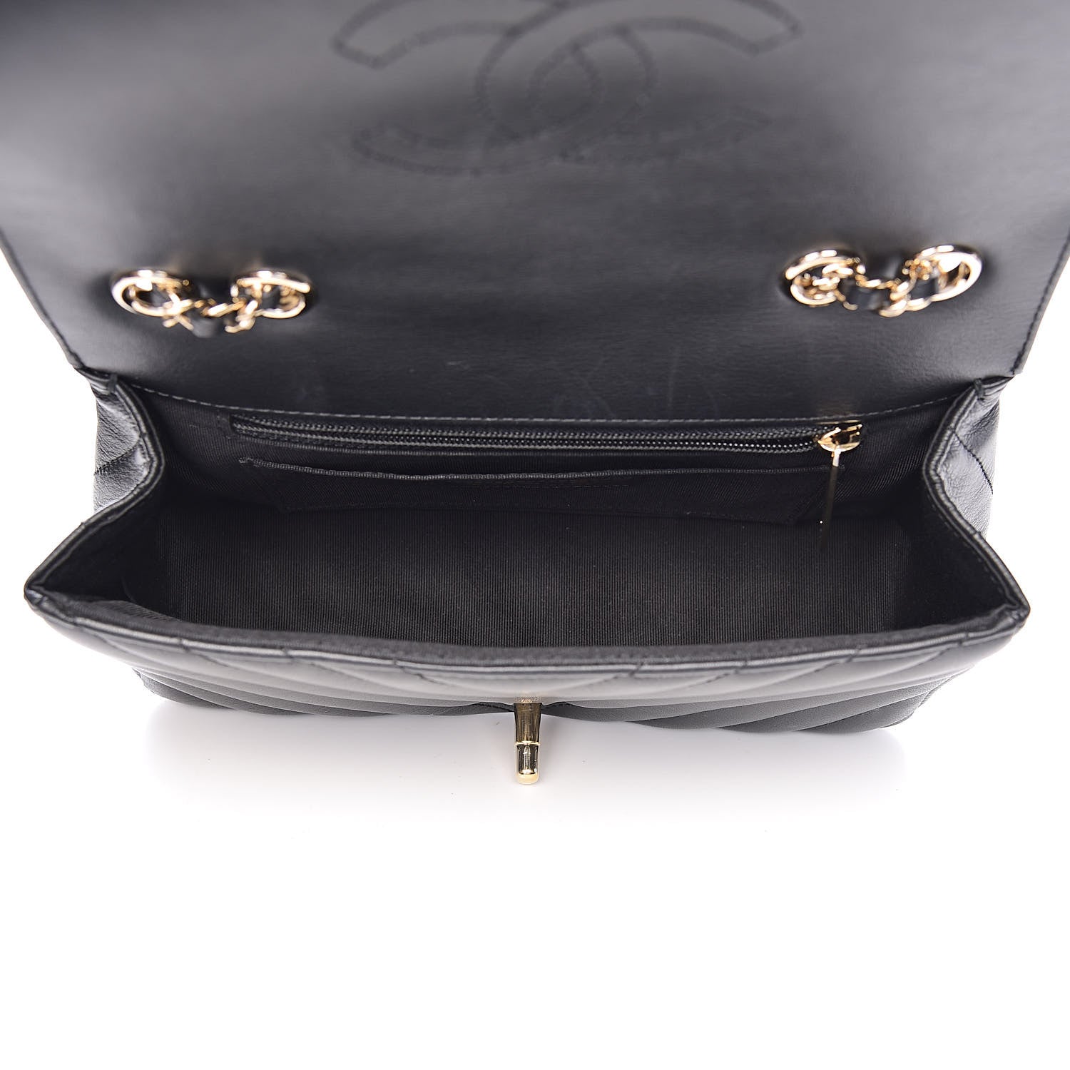 Chanel Calfskin Chevron Quilted Mini Statement Flap Black 5 of 14