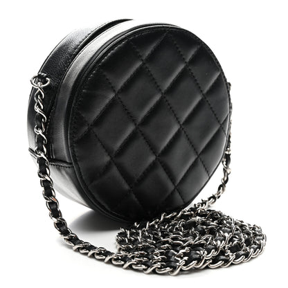 Chanel Lambskin Quilted Round Clutch With Chain Black 3 of 10