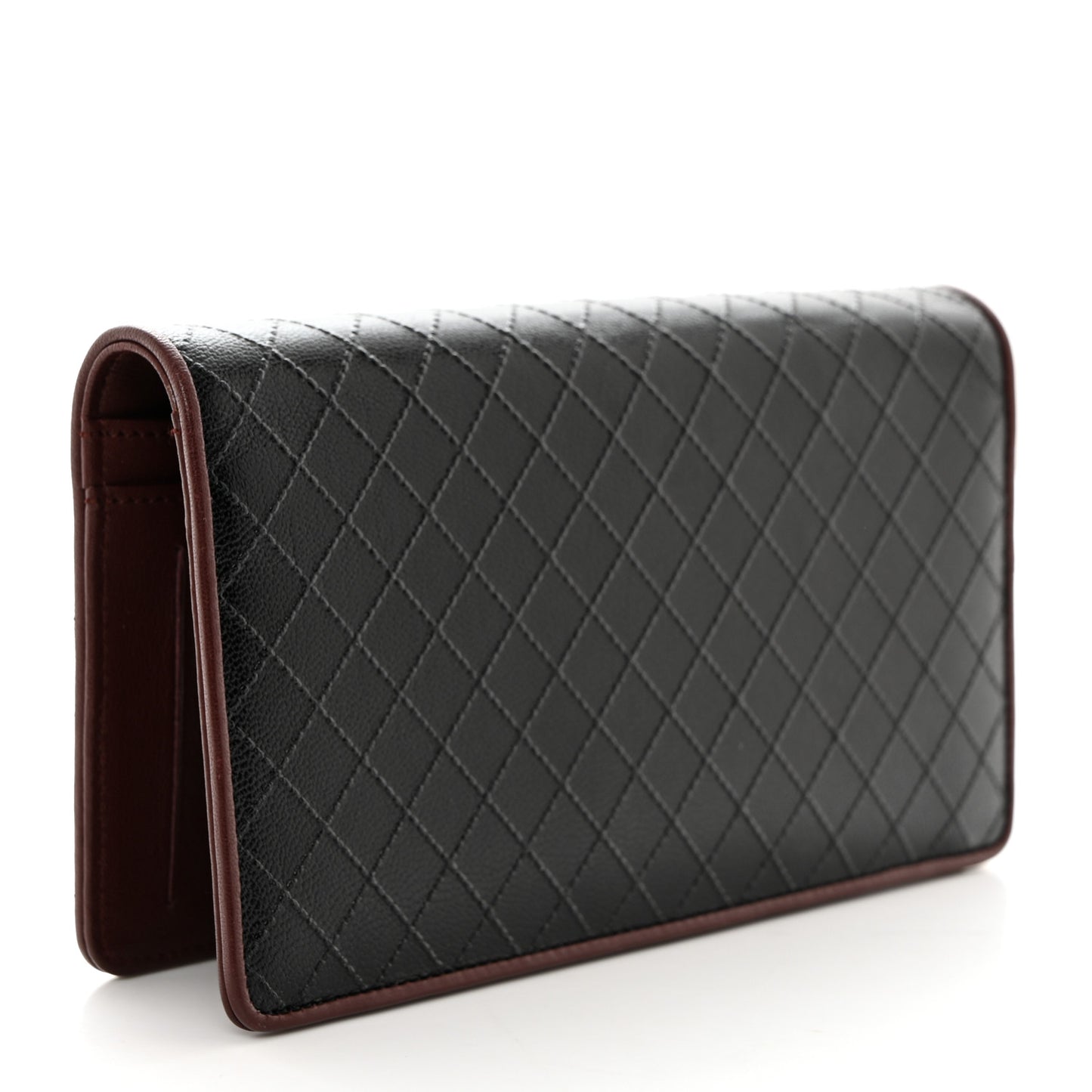 Goatskin Quitled Yen Wallet Black