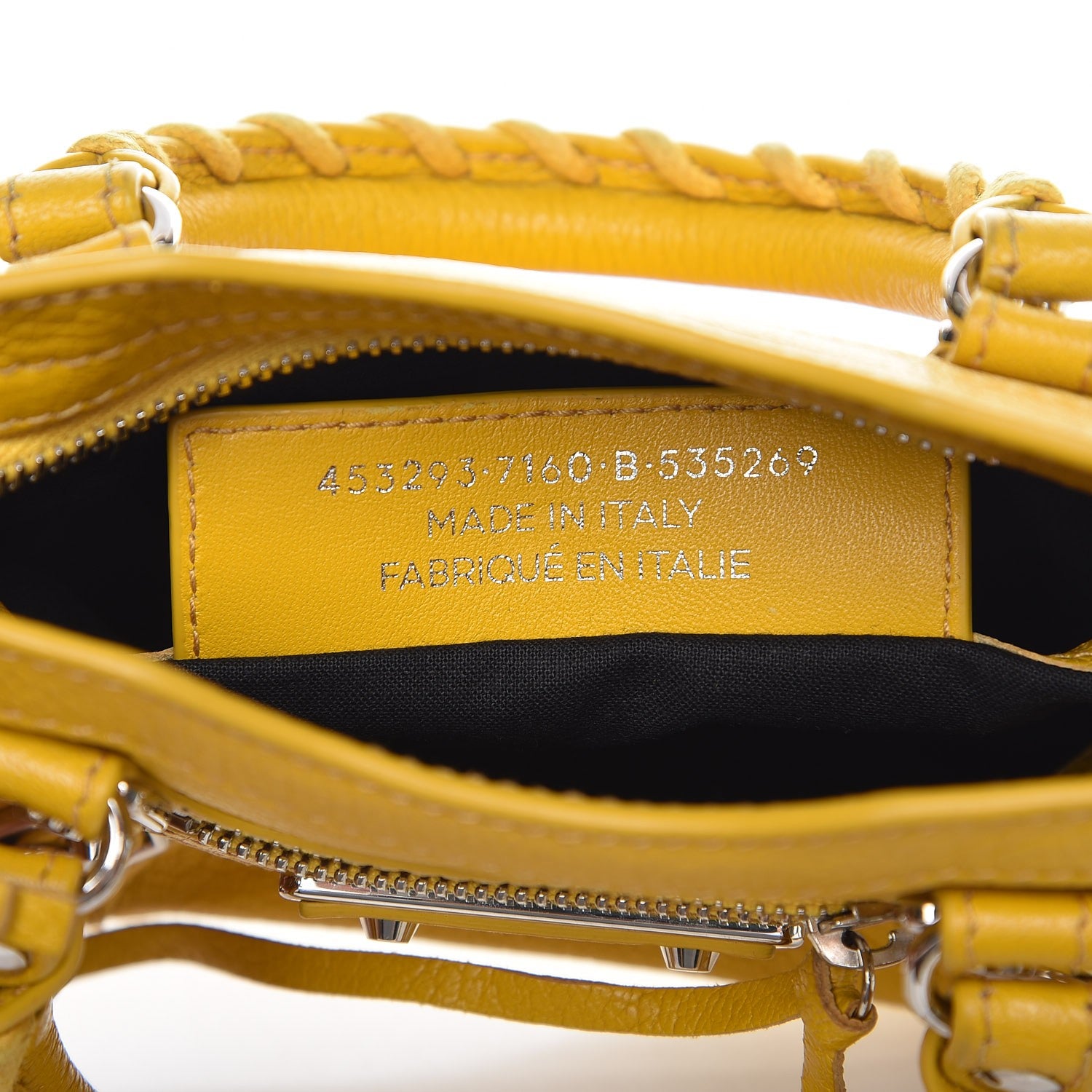 Balenciaga Chevre Silver Metallic Edge Hardware Nano City Jaune Epi 7 of 9