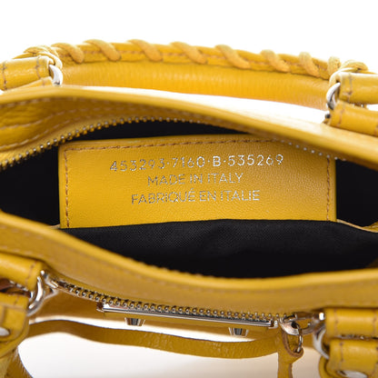 Balenciaga Chevre Silver Metallic Edge Hardware Nano City Jaune Epi 7 of 9