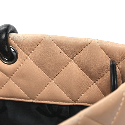 Chanel Calfskin Quilted Medium Cambon Tote Beige Black 13 of 14