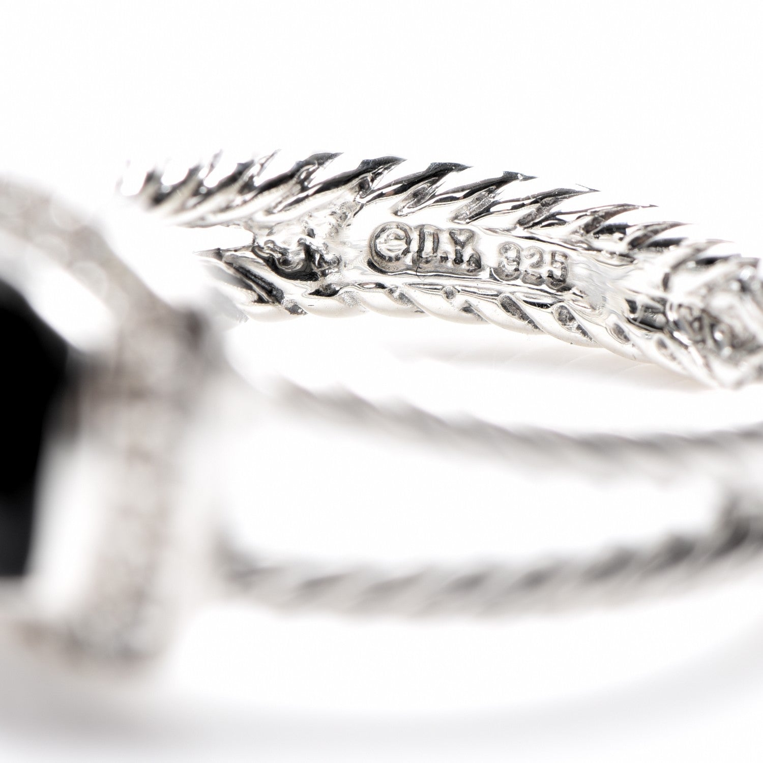 David Yurman Sterling Silver Diamond Black Onyx 7mm Petite Albion Ring 54 6.75 4 of 5