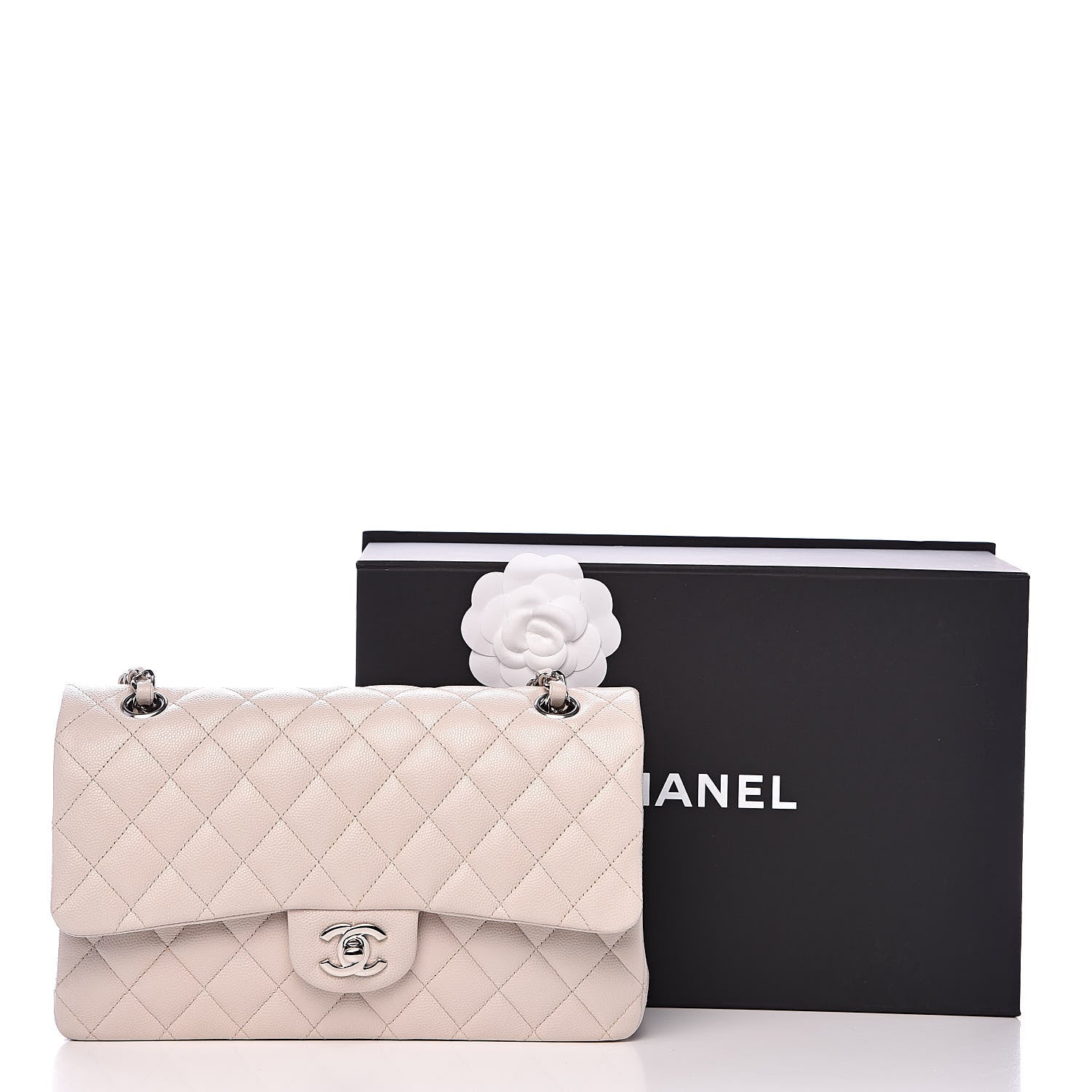 Chanel Caviar Quilted Medium Double Flap Ivory 11 of 11