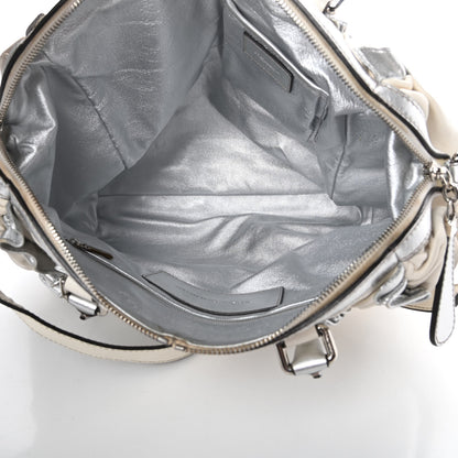 Dolce & Gabbana Distressed Calfskin Ruffled Miss Rouche Satchel White Silver 5 of 17