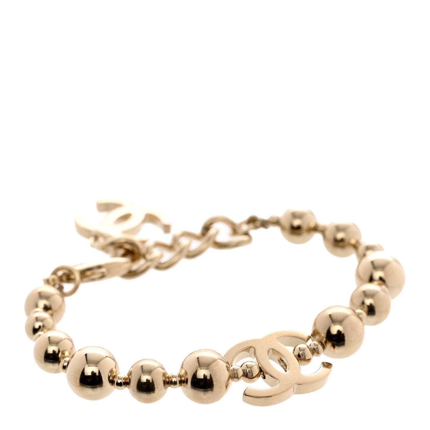 Metal Beaded CC Bracelet Gold