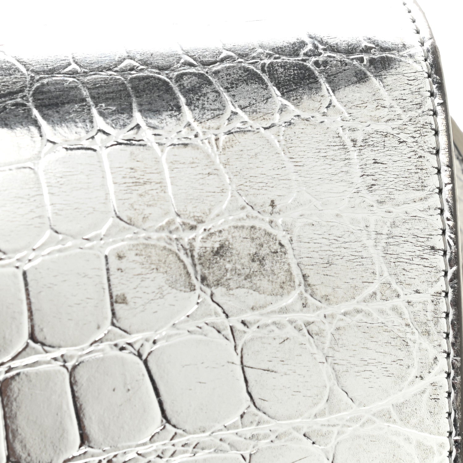 Burberry Metallic Patent Crocodile Embossed Small TB Shoulder Bag Silver 8 of 12