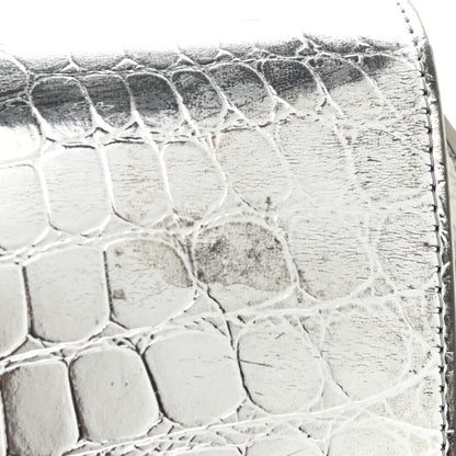 Burberry Metallic Patent Crocodile Embossed Small TB Shoulder Bag Silver 8 of 12
