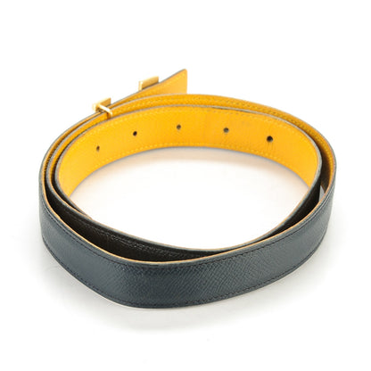 Hermes Courchevel 24mm Constance H Belt 90 Bleu Marine Jaune D'Or 3 of 9