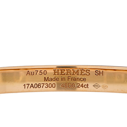 Hermes 18K Rose Gold Diamond PM Collier De Chien Bracelet SH 2 of 4