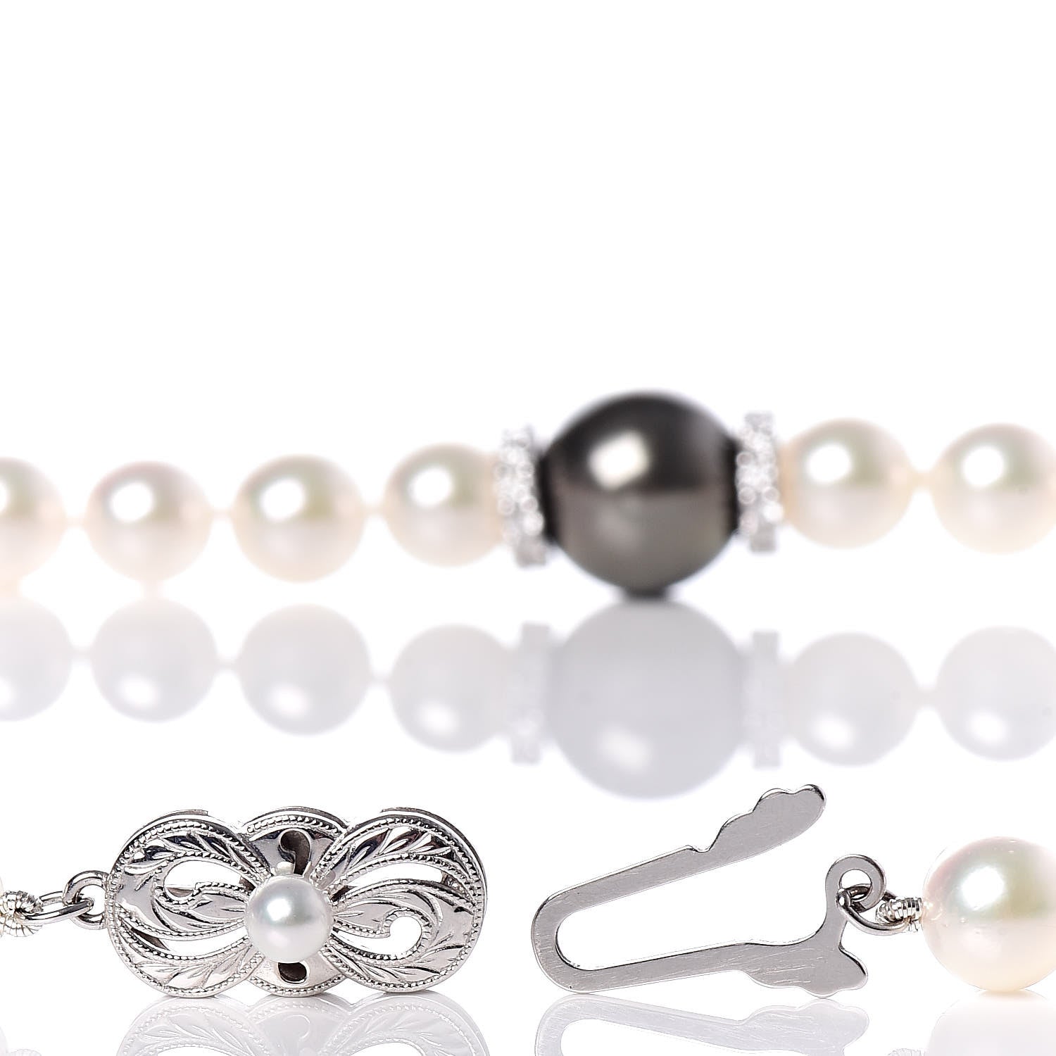 Mikimoto 18K White Gold Diamond 7-11mm Akoya Pearl Black South Sea Pearl Fusion Necklace 7 of 7