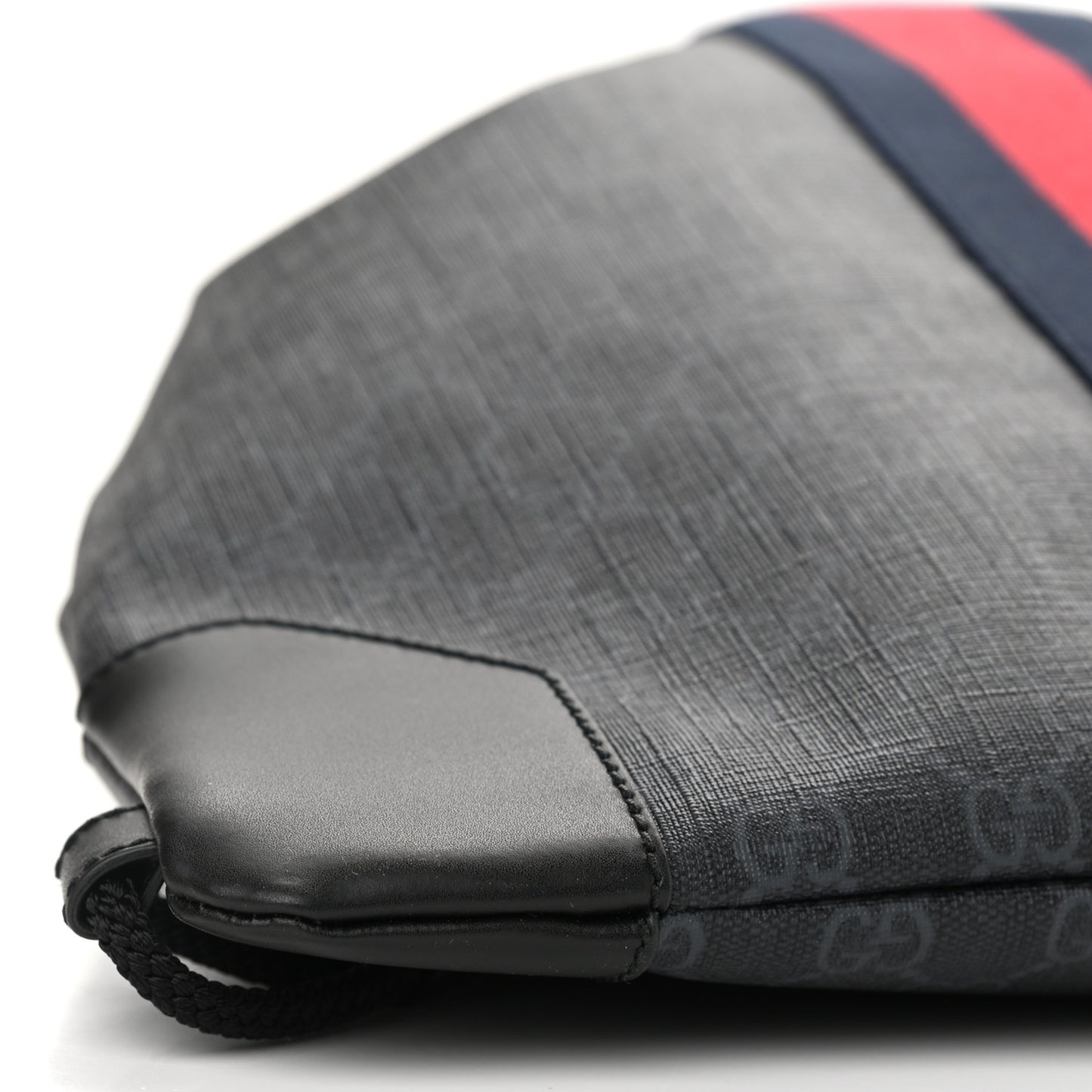 Soft GG Supreme Monogram Appia Calfskin Web Drawstring Backpack Black