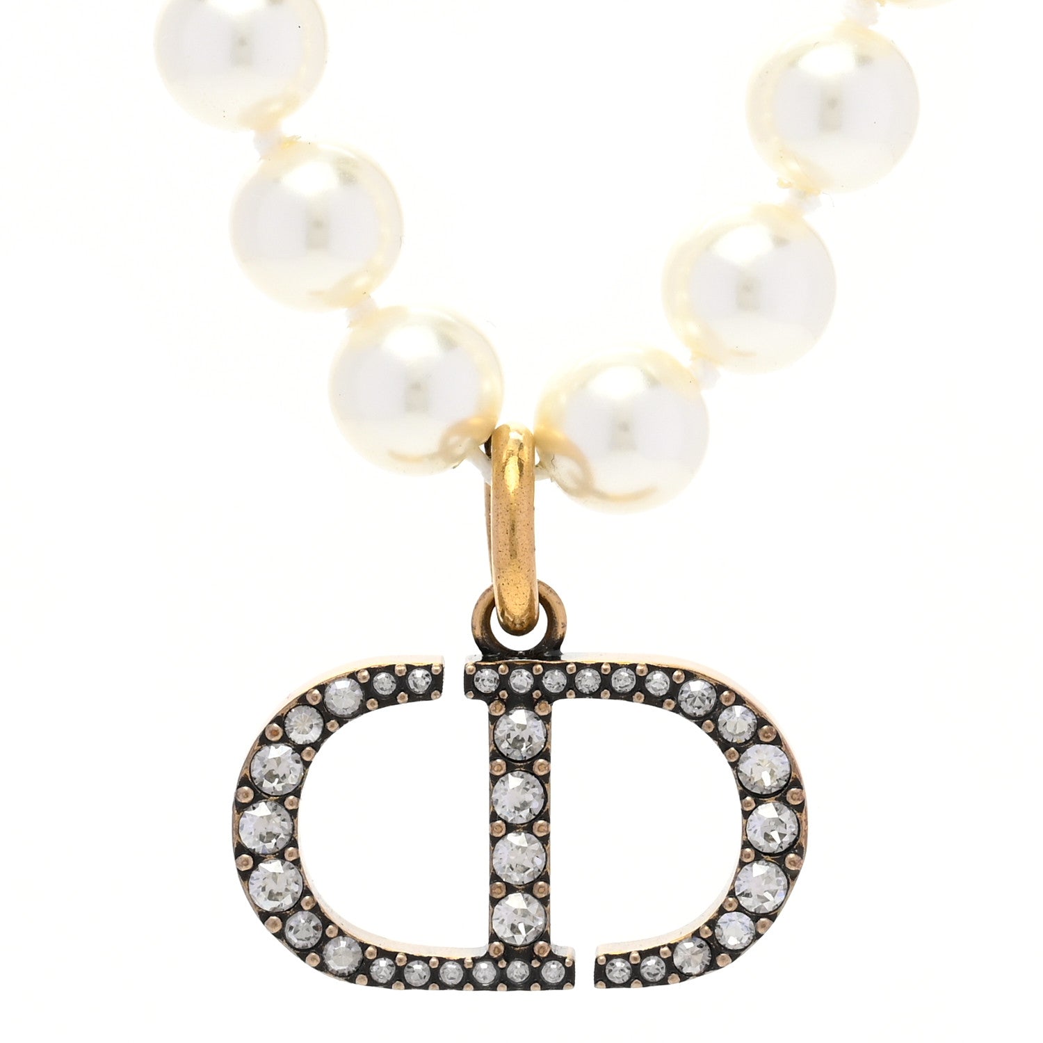 Christian Dior Pearl CD Crystal Montaigne Choker Necklace Gold 4 of 6