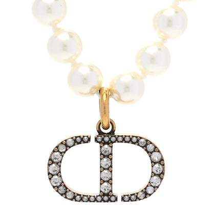 Christian Dior Pearl CD Crystal Montaigne Choker Necklace Gold 4 of 6