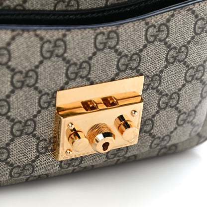 Gucci GG Supreme Monogram New Sakai Lux Calfskin Mini Padlock Flap Pocket Shoulder Bag Beige Ebony Black Cuir 15 of 16
